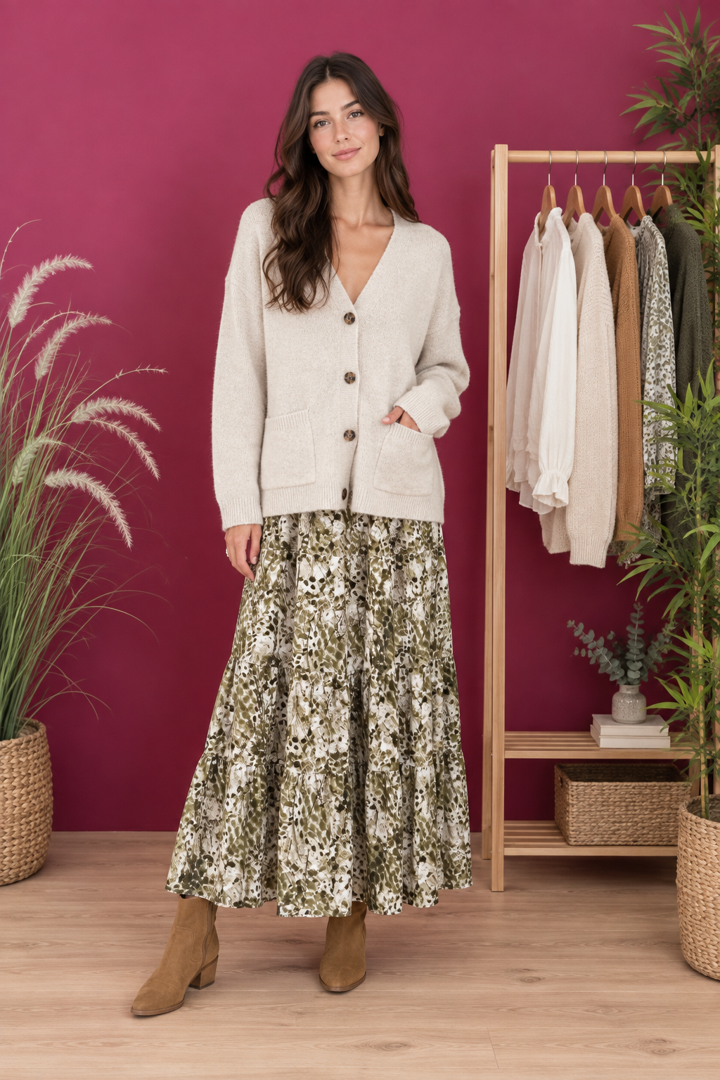 Gilet Lina beige porté