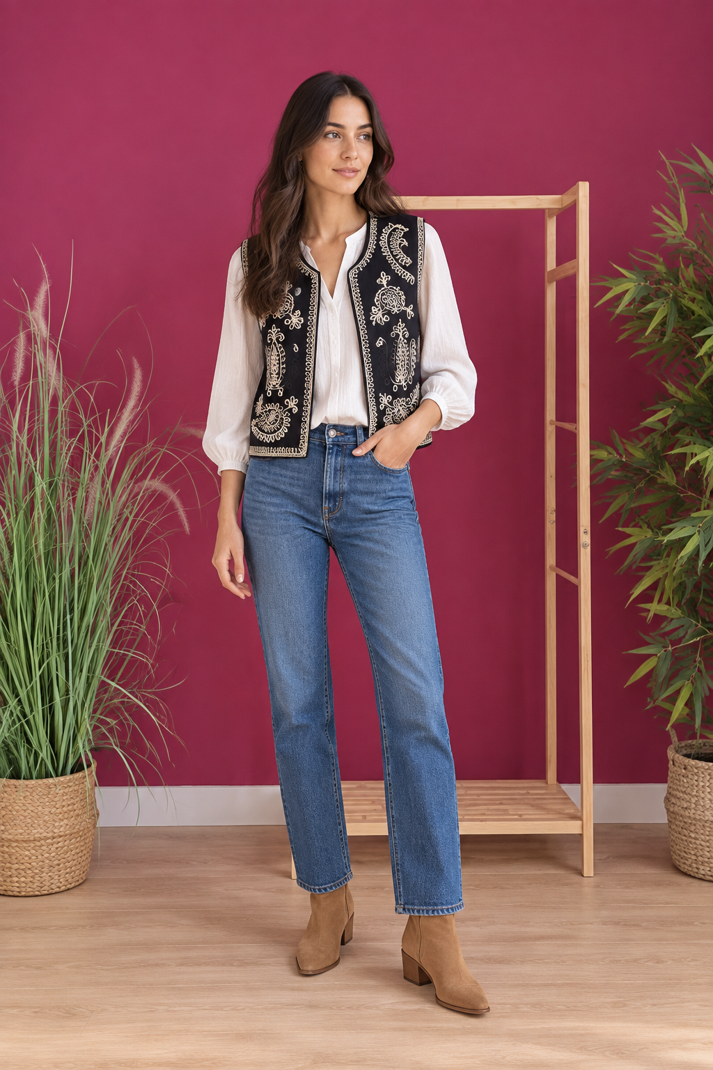 Gilet Salomé noir porté