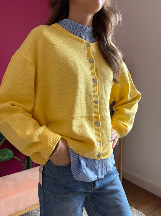 Gilet Emily fine maille jaune