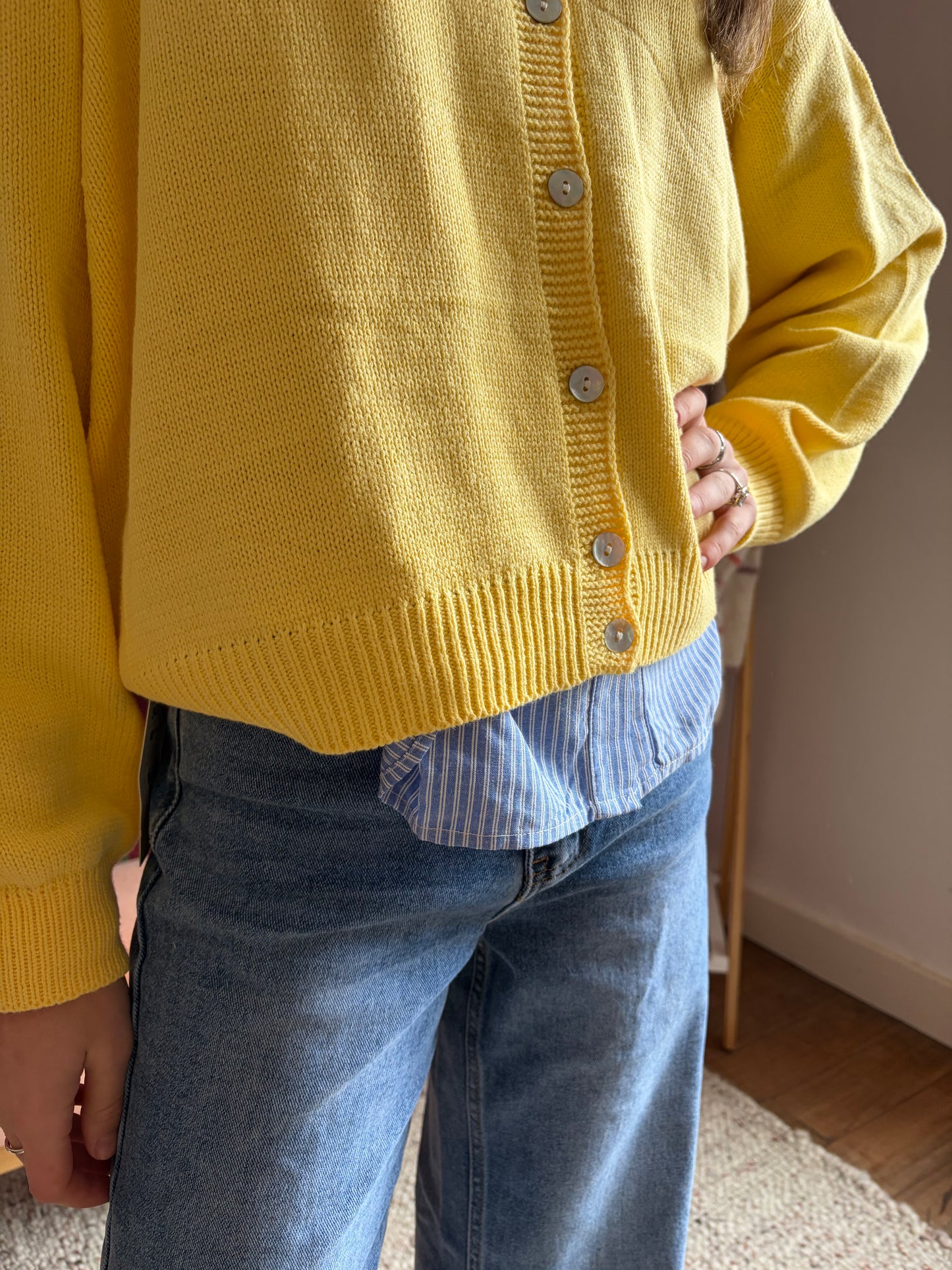 Gilet Emily fine maille jaune