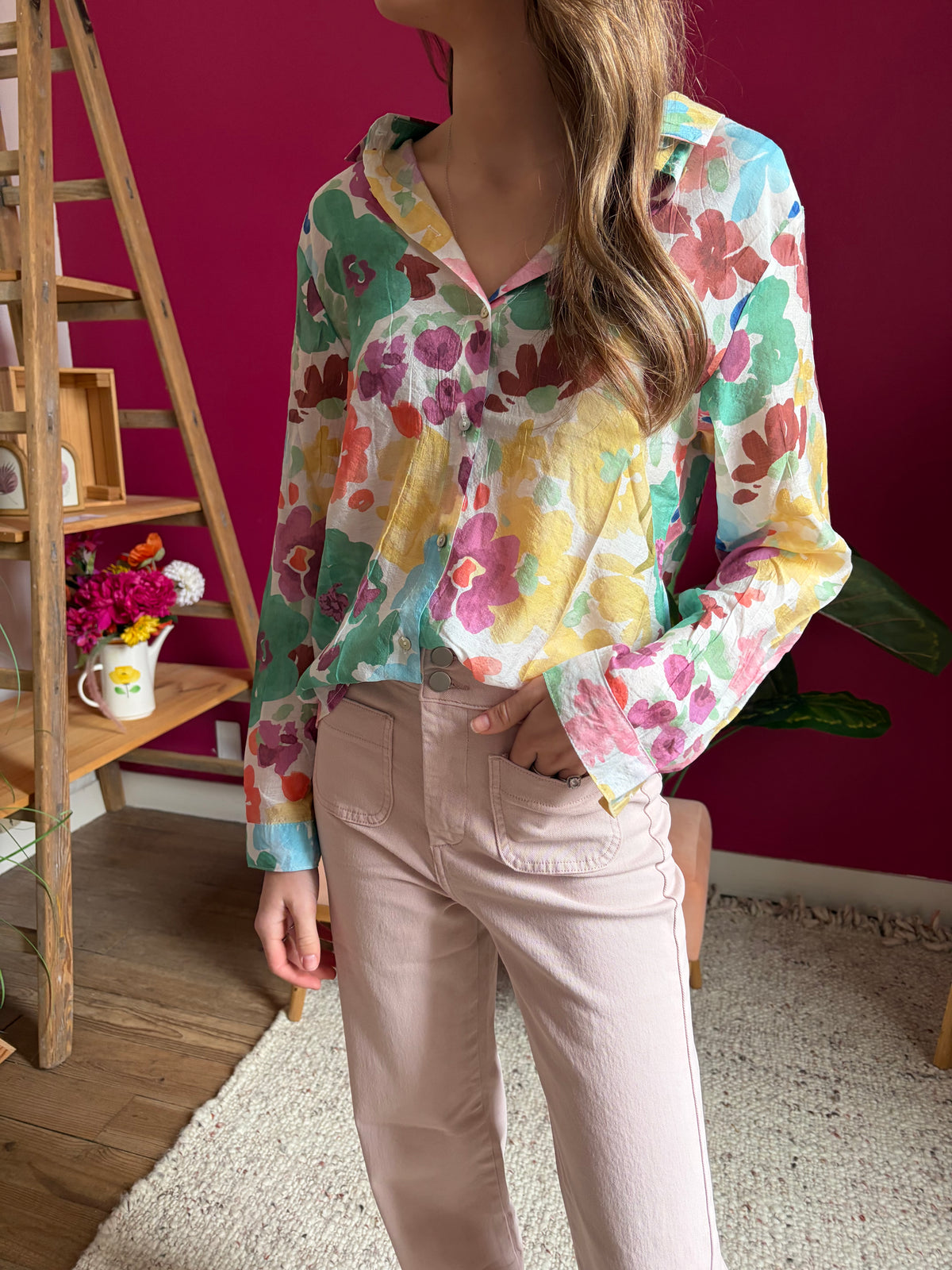 Chemise fleurs colorées