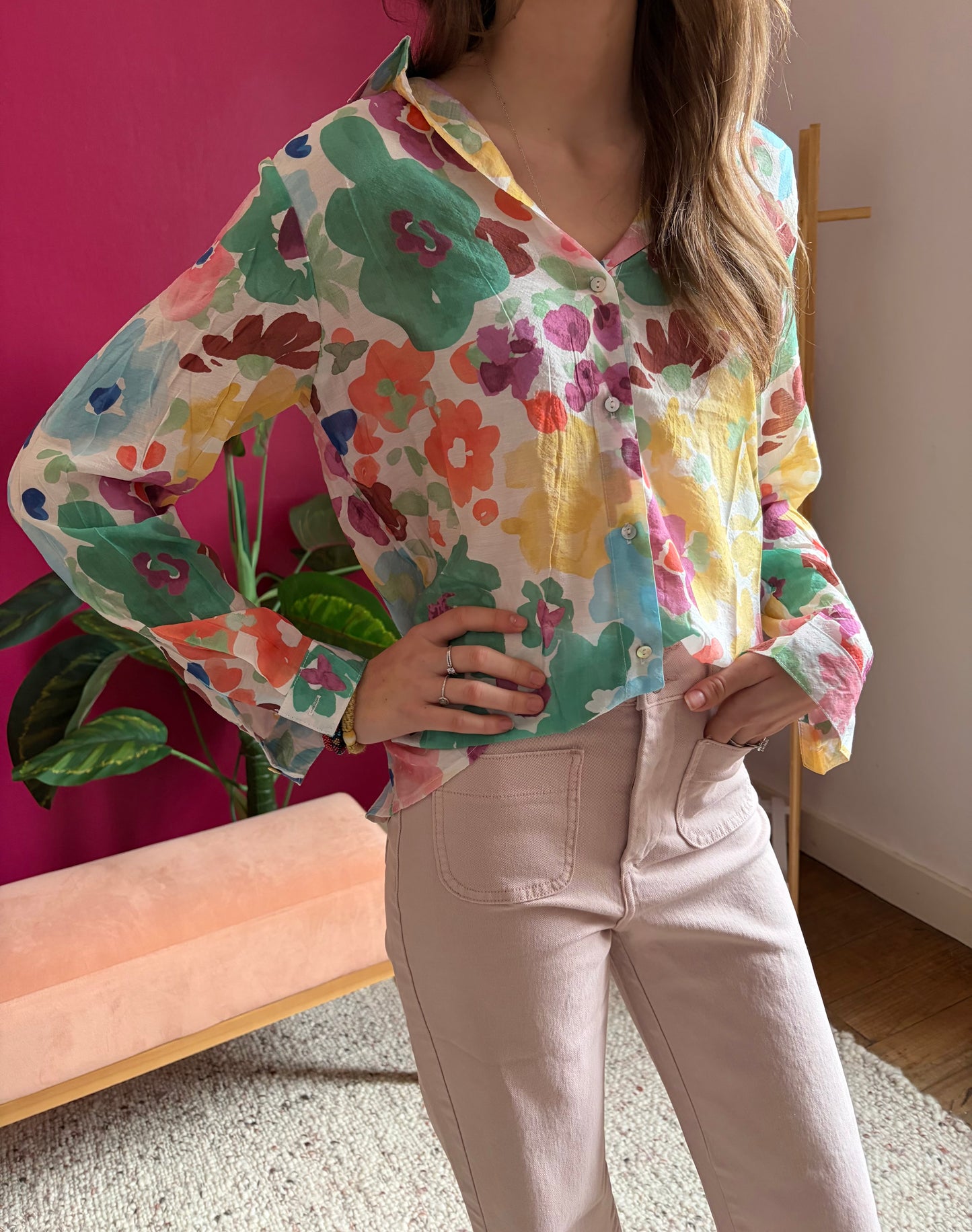 Chemise fleurs colorées