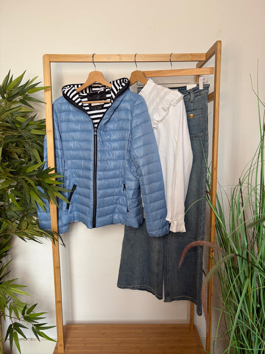 Manteau bleu clair doublure marinière