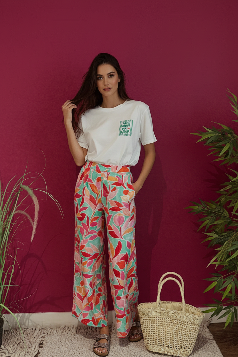 Pantalon Sun Fleuri porté par un mannequin