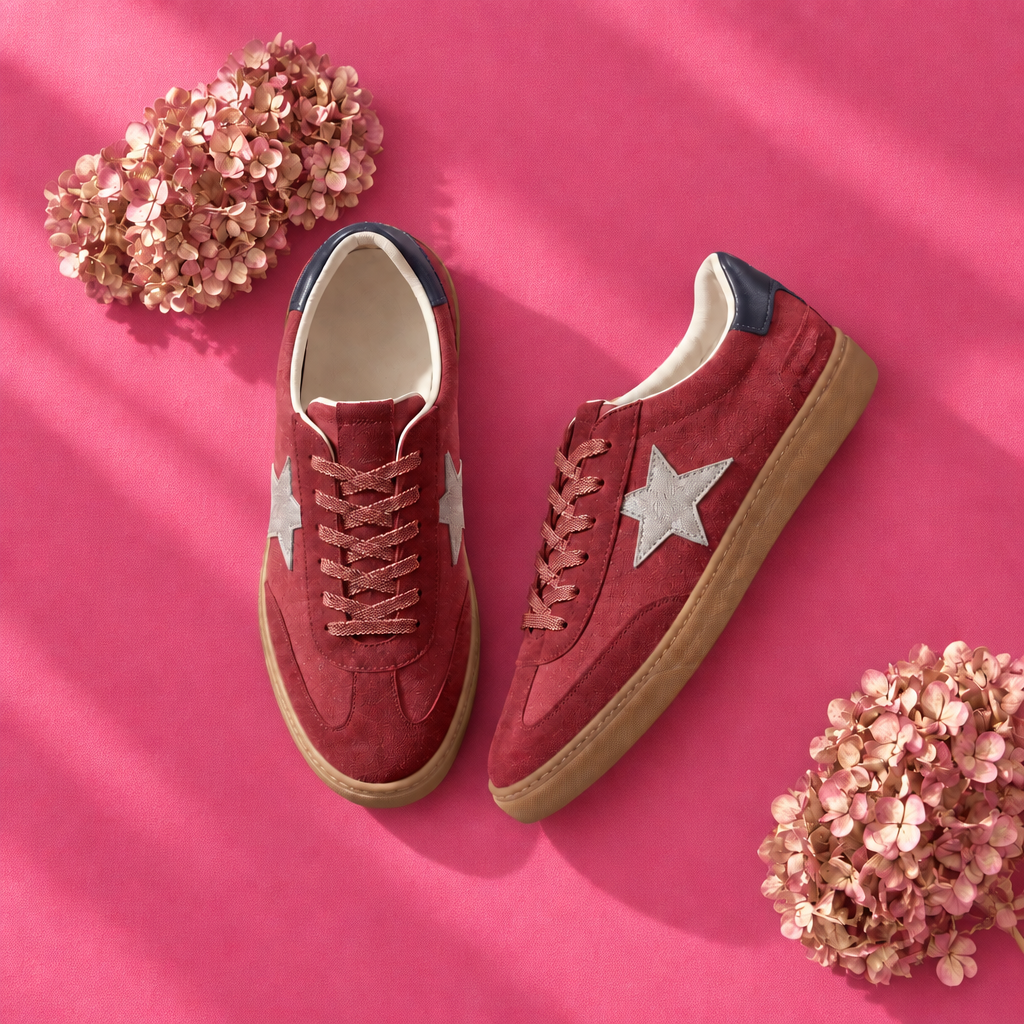 Nouveau visuel CHAUSSURES sur fond framboise clair